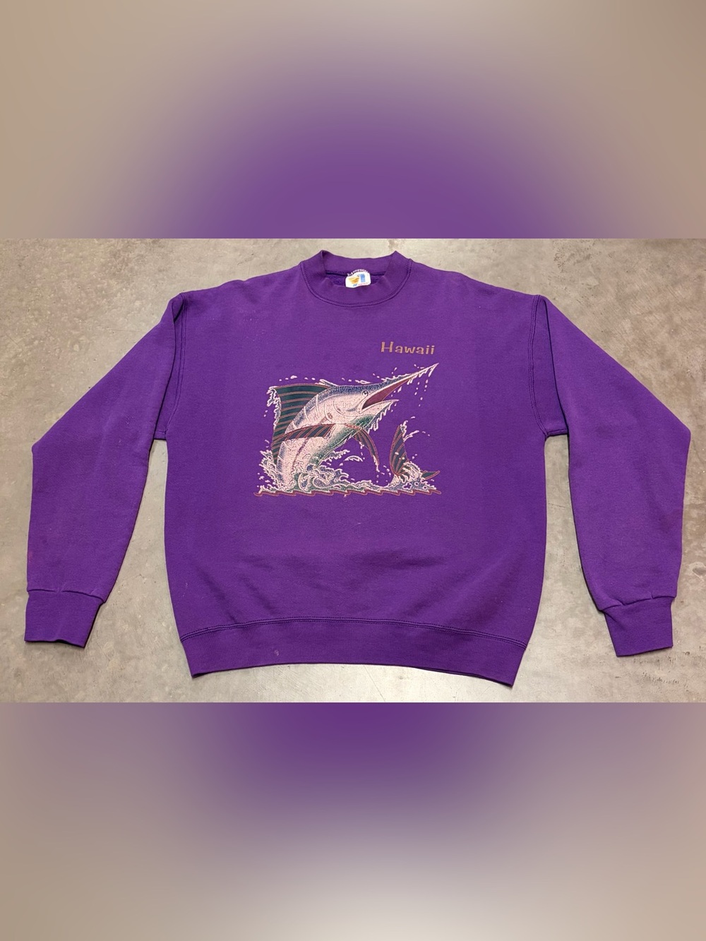 Purple Vintage Hawaii Marlin Graphic Mens Sweatshirt